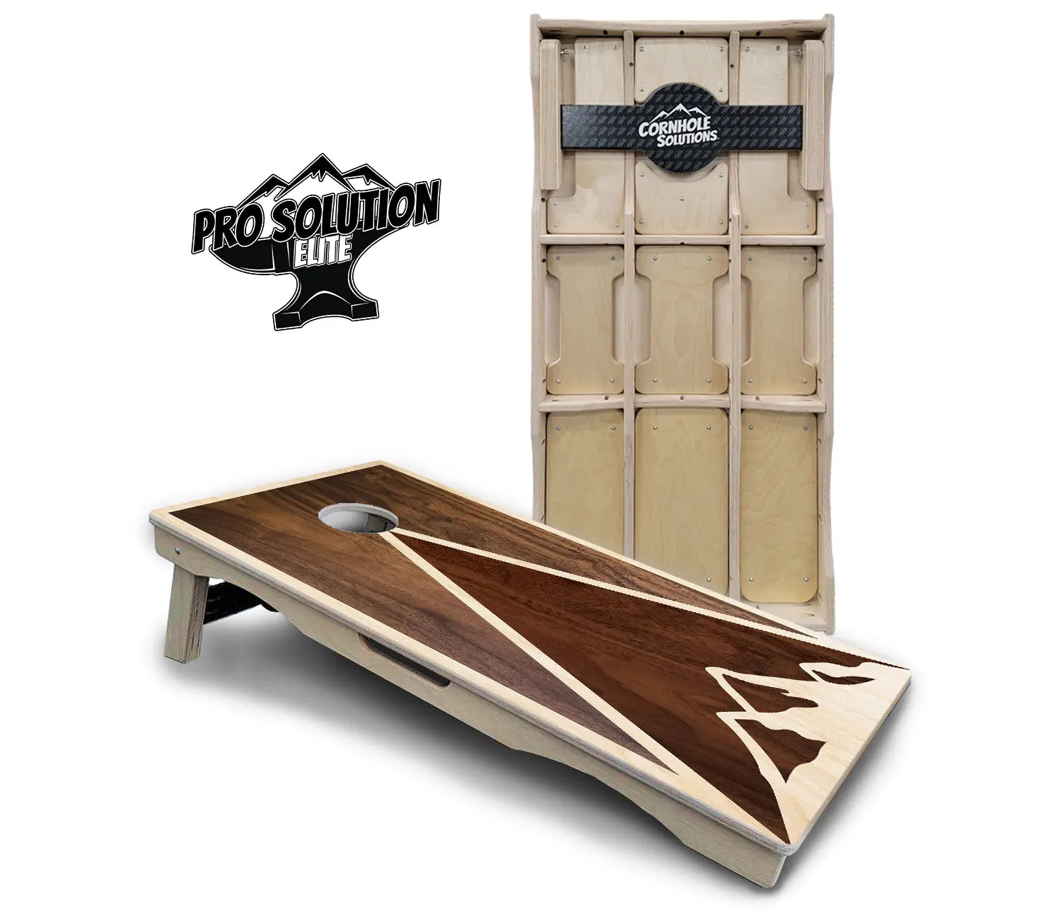 Stained Mountain Scene Cornhole Boards - Pro Solution Elite Series by Cornhole Solutions, custom cornhole board main product photo