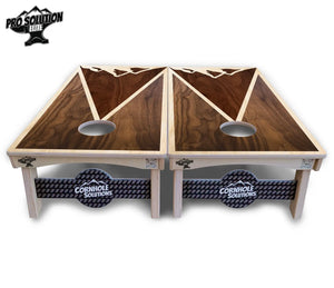 Stained Mountain Scene Cornhole Boards - Pro Solution Elite Series by Cornhole Solutions, custom cornhole board detail photo 3