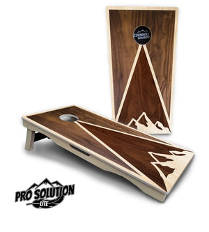 Stained Mountain Scene Cornhole Boards - Pro Solution Lite Series by Cornhole Solutions, custom cornhole board detail photo 4