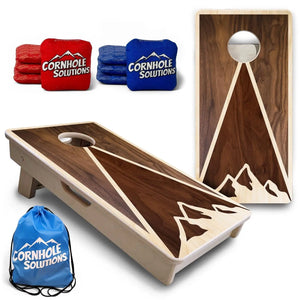 Stained Mountain Scene - Mini or Vacation Size Cornhole Boards by Cornhole Solutions, custom cornhole board main product photo