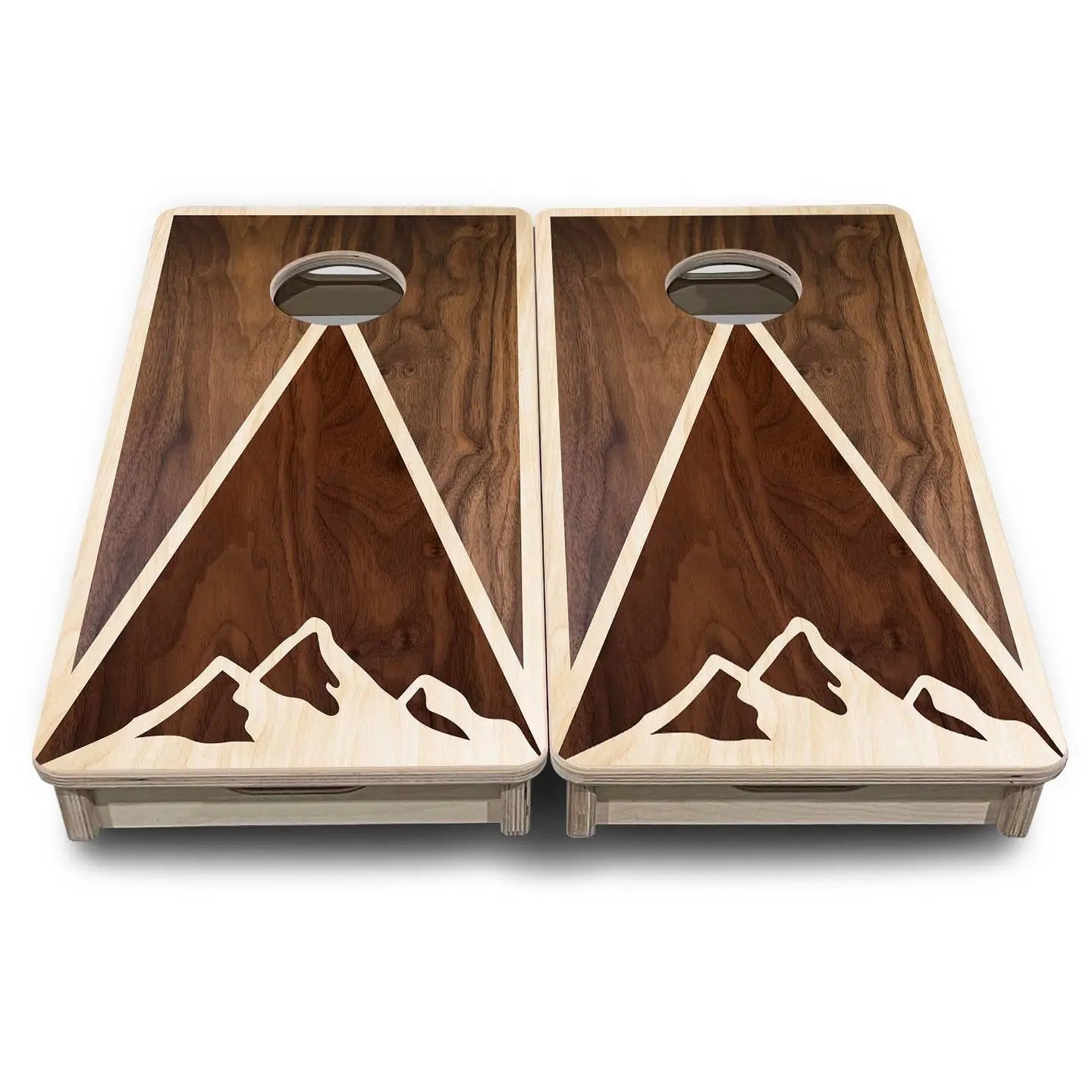 Stained Mountain Scene - Mini or Vacation Size Cornhole Boards Cornhole Solutions