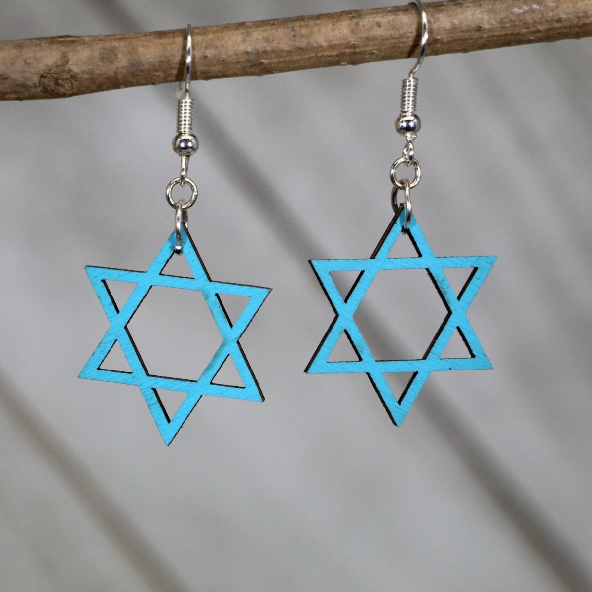 Star of David Wooden Dangle Earrings | Jewish Faith Jewelry