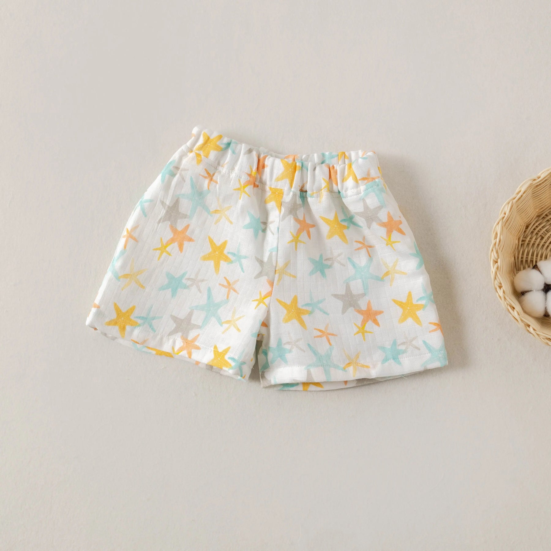 Starfish Organic Muslin Shorts by Nola Tawk, children's boutique clothing detail photo 3
