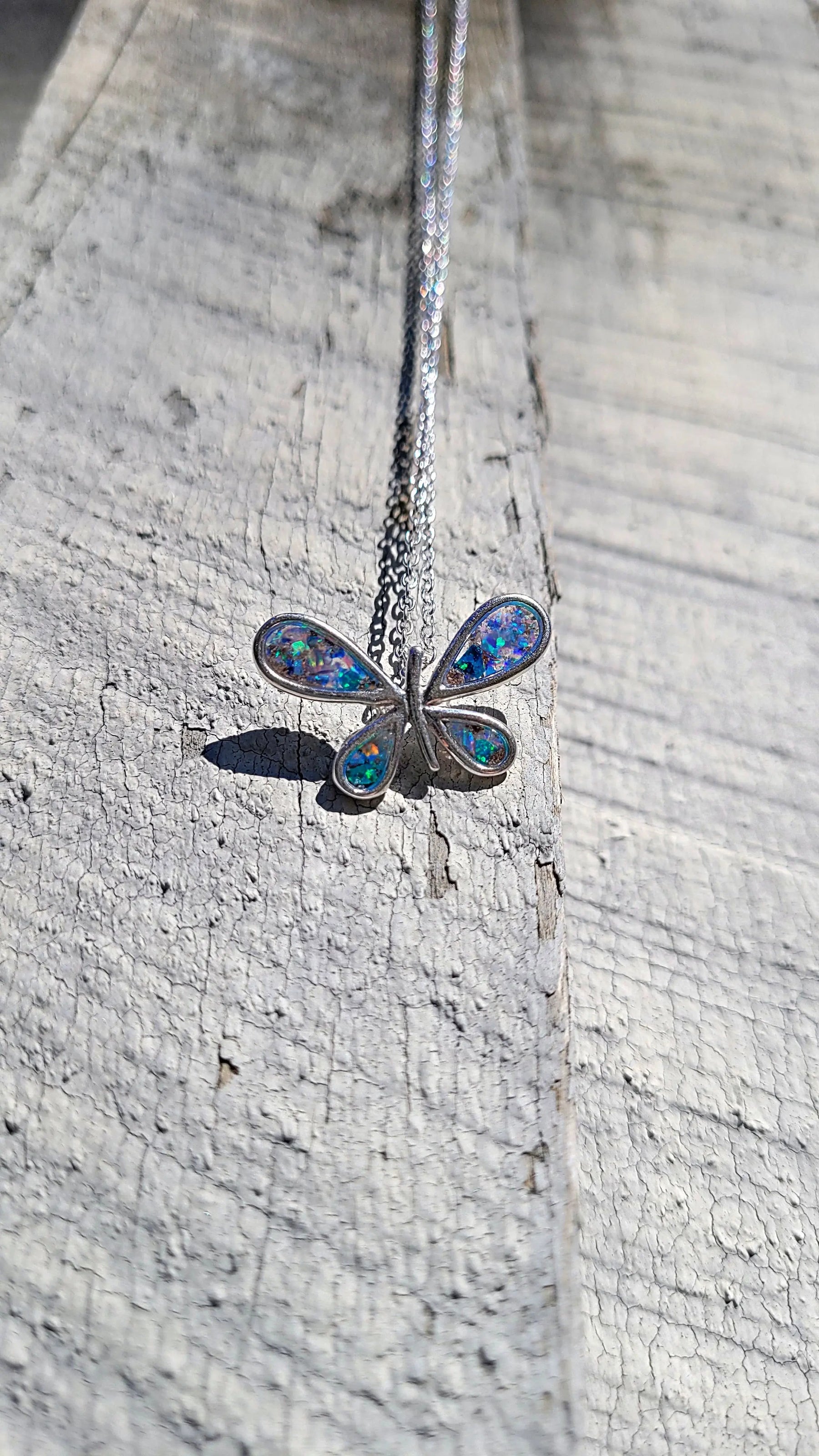 Sterling Silver Butterfly Memorial Pendant by Cotton Street Art Company, handmade jewelry detail photo 7
