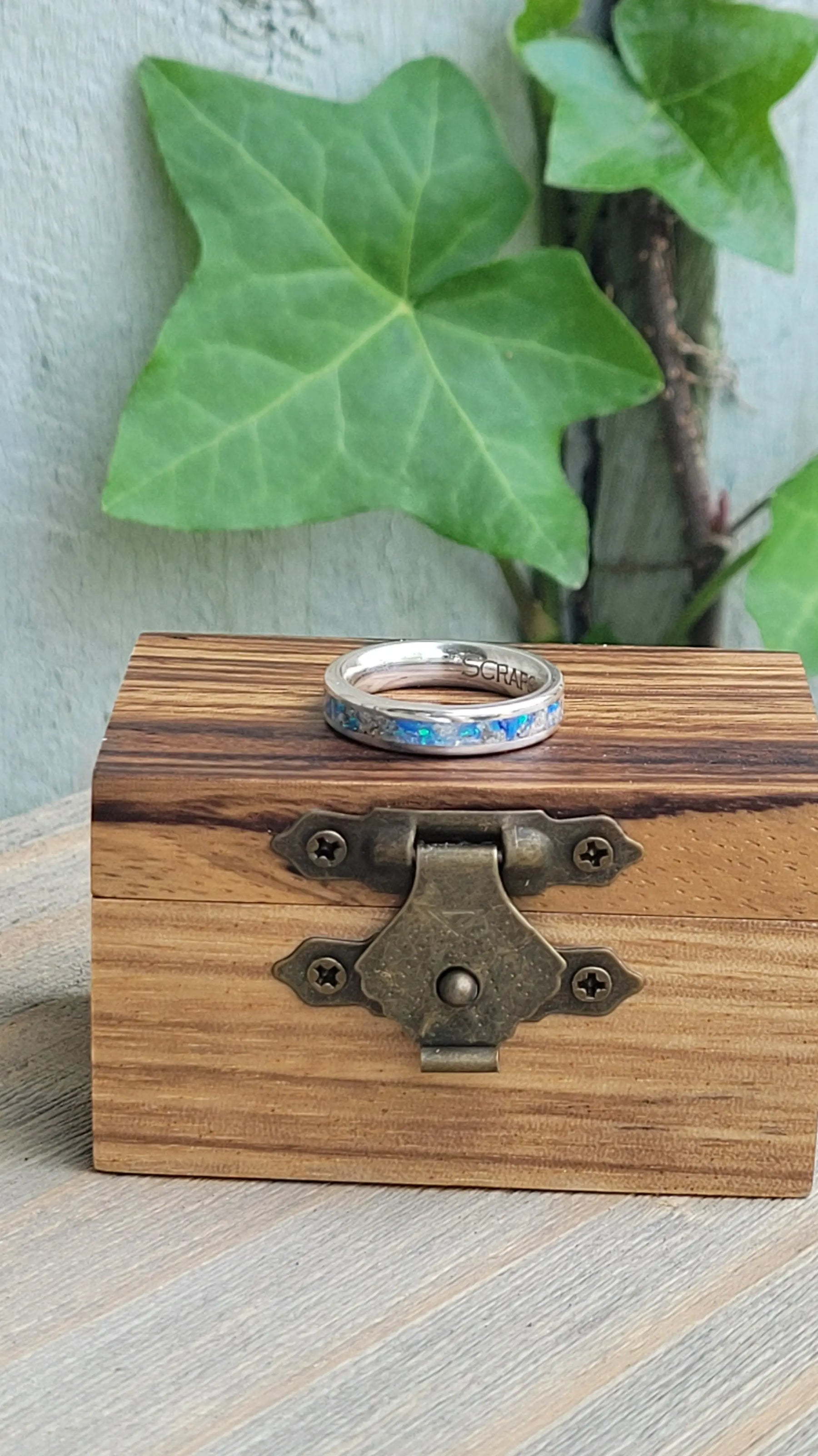 Sterling Silver, Opal & Ash Memorial Ring by Cotton Street Art Company, handmade jewelry detail photo 5