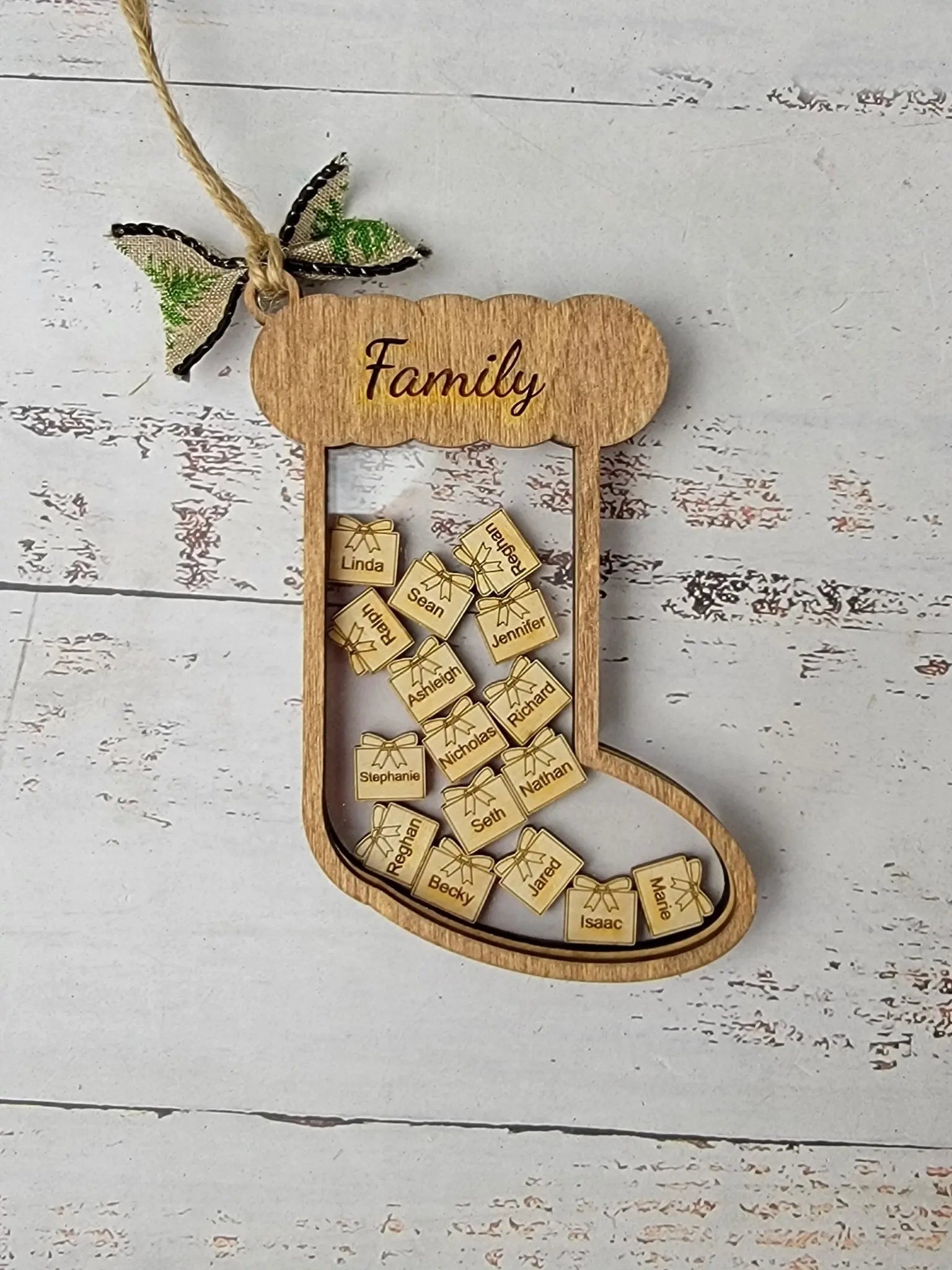 Stocking Christmas Shaker Ornament Personalized With Family Names by EverLee Creations, Southern home decor main product photo
