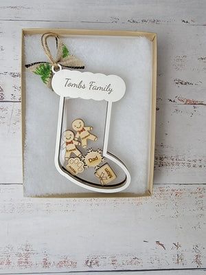 Stocking Christmas Shaker Ornament Personalized With Family Names by EverLee Creations, Southern home decor detail photo 4