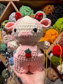 Strawberry Cow - Handmade Crochet Cow Plush Farm Animal Toy Klassy Krafts