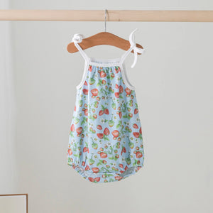 Strawberry Fields Organic Cotton Shoulder-Tie Onesie by Nola Tawk, Southern lifestyle apparel main product photo