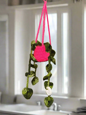 Handmade Crochet Strings of Hearts Hanging Plant | Faux Succulent Home Decor | Klassy Krafts