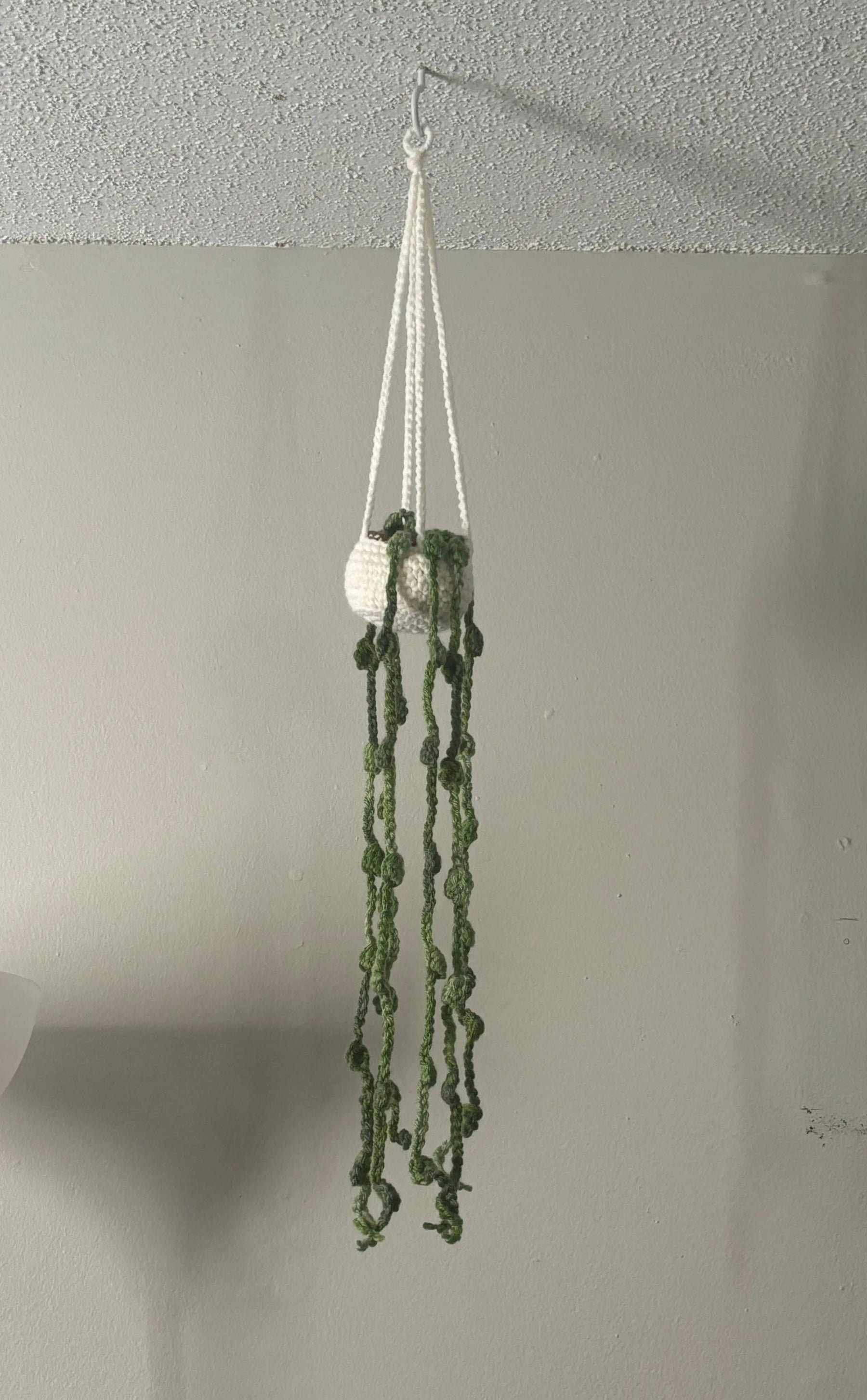 Strings of Pearls Crocheted Hanging Plant by Klassy Krafts, handmade jewelry detail photo 2