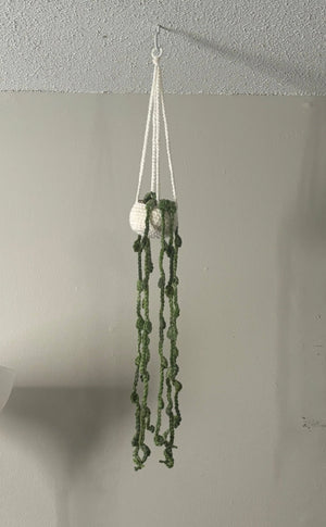 Strings of Pearls Crocheted Hanging Plant by Klassy Krafts, handmade jewelry detail photo 2