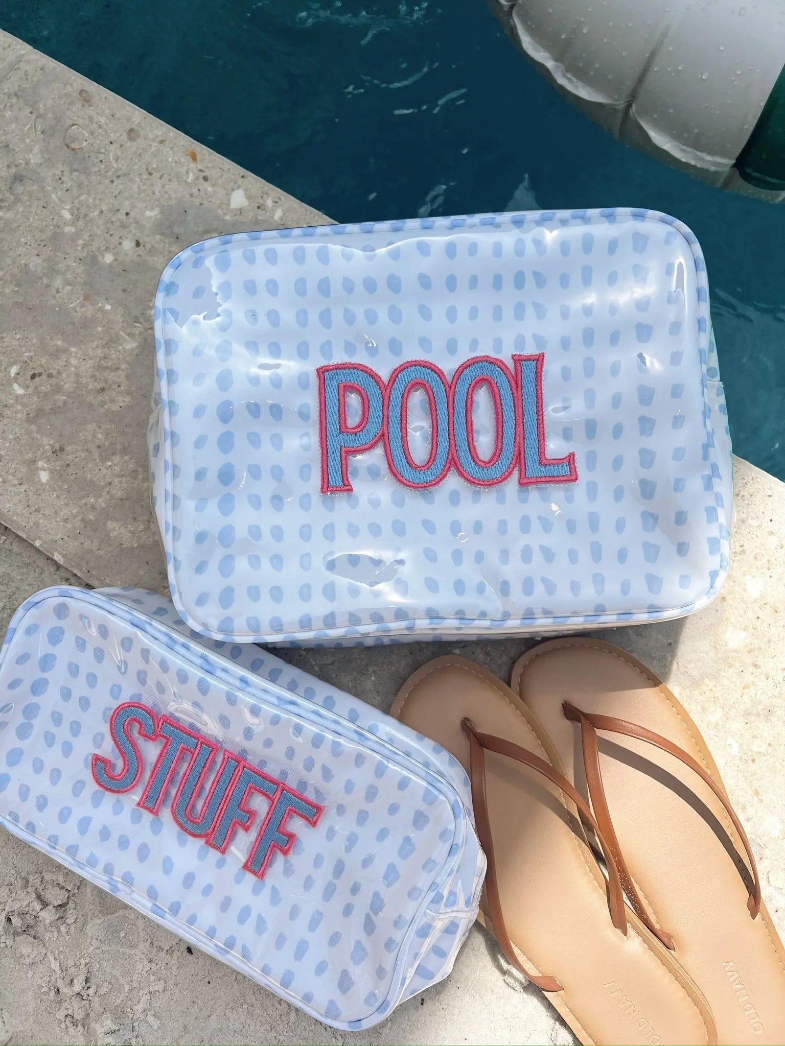 Stuff - Periwinkle Pebbles Clear Coat Large Bag by KenzKustomz, handmade leather goods detail photo 3