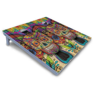 Sugar Skull Cornhole Boards - All Weather Series - Colorful by Cornhole Solutions, custom cornhole board detail photo 4