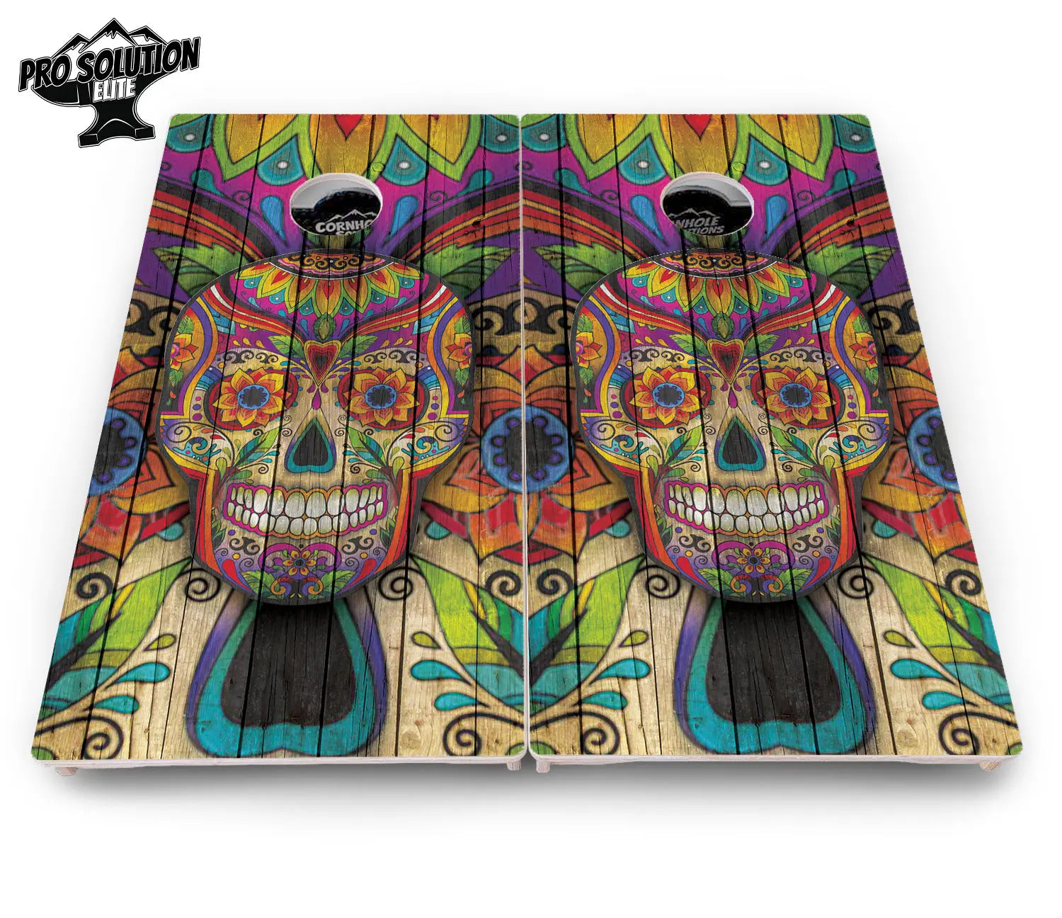 Sugar Skull Cornhole Boards - Pro Solution Elite Series - Colorful by Cornhole Solutions, custom cornhole board detail photo 4