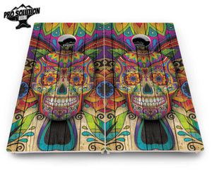 Sugar Skull Cornhole Boards - Pro Solution Elite Series - Colorful by Cornhole Solutions, custom cornhole board detail photo 4