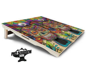 Sugar Skull Cornhole Boards - Pro Solution Elite Series - Colorful by Cornhole Solutions, custom cornhole board detail photo 5