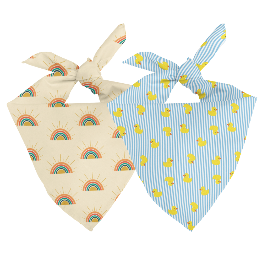 Sunny Side Rubber Duck & Rainbow Reversible Dog Bandana