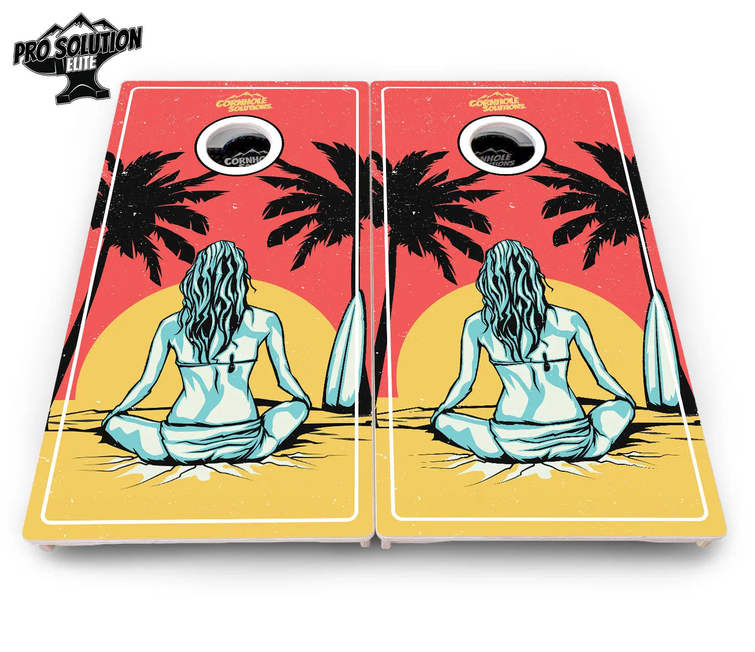Sunset Girl Cornhole Boards - Pro Solution Elite Series by Cornhole Solutions, custom cornhole board detail photo 4