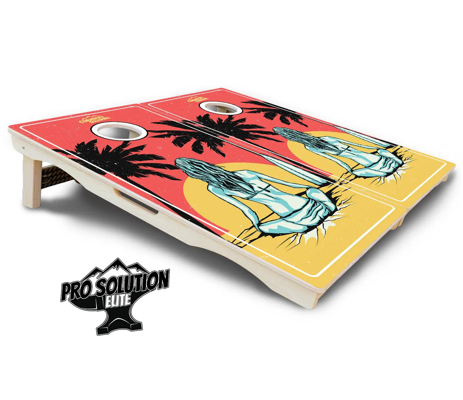 Sunset Girl Cornhole Boards - Pro Solution Elite Series by Cornhole Solutions, custom cornhole board detail photo 5