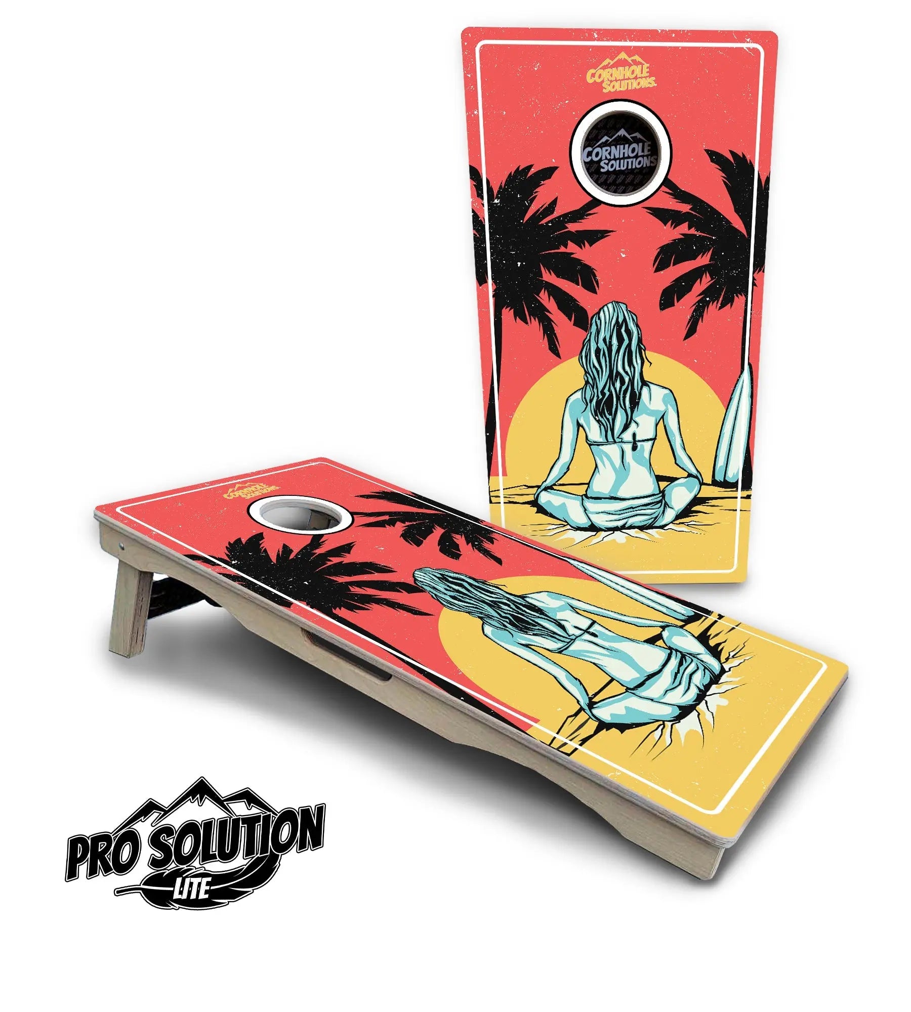 Sunset Girl Cornhole Boards - Pro Solution Lite Series by Cornhole Solutions, custom cornhole board detail photo 4
