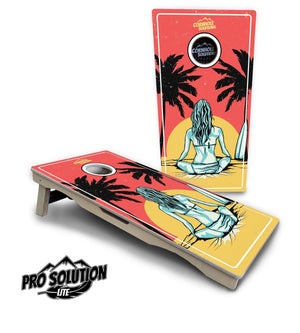 Sunset Girl Cornhole Boards - Pro Solution Lite Series by Cornhole Solutions, custom cornhole board detail photo 4