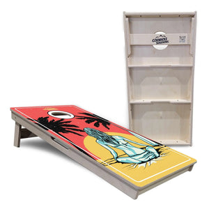 Sunset Girl Cornhole Boards - Professional Tournament Series by Cornhole Solutions, custom cornhole board detail photo 5