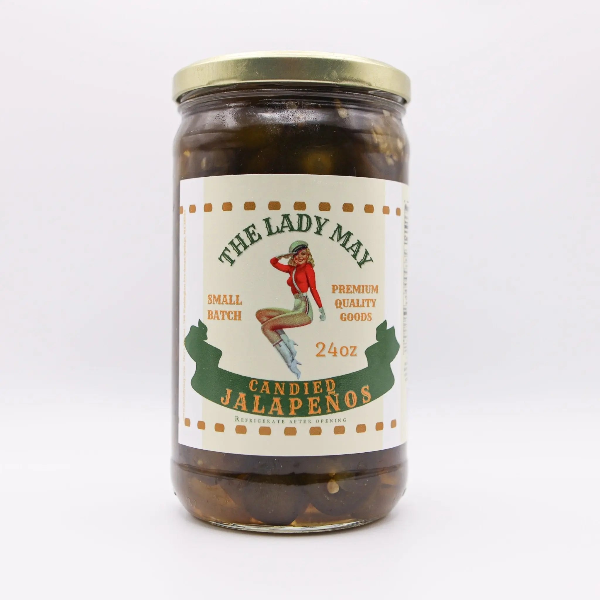 Sweet Heat Candied Jalapeños – The Lady May’s Small-Batch Cowboy Candy | Sweet & Spicy Pickled Jalapeños in 24oz Glass Jar The Lady May