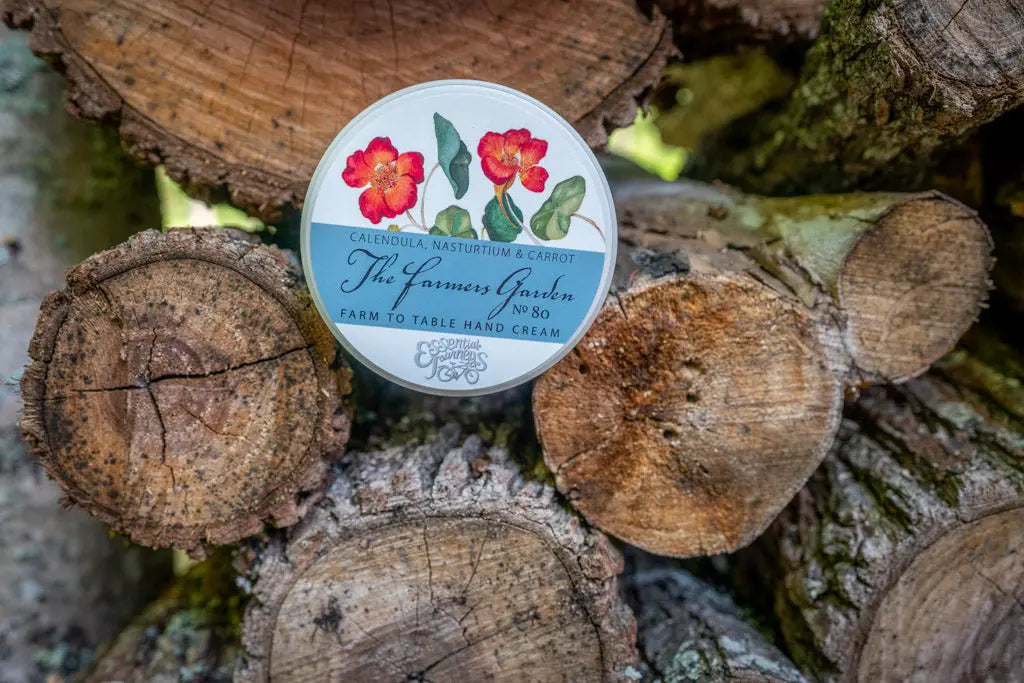 The Farmers Garden farm to table hand cream with floral label.