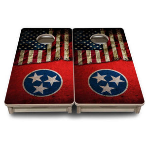 TN USA Flag - Mini or Vacation Size Cornhole Boards by Cornhole Solutions, custom cornhole board detail photo 2