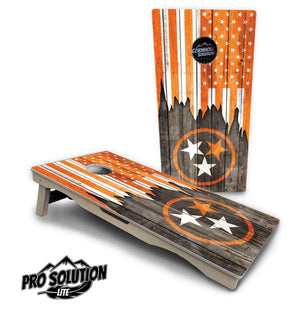 TN/USA Orange Flag Cornhole Boards - Pro Solution Lite Series by Cornhole Solutions, custom cornhole board detail photo 2