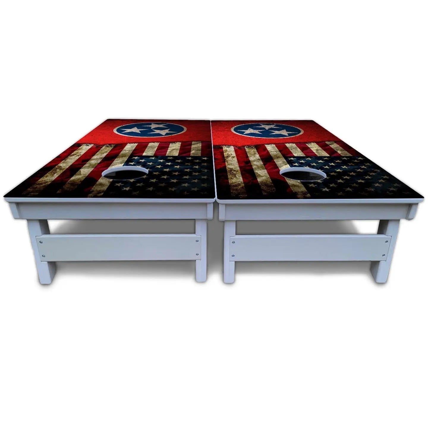 TN/USA Red Flag Cornhole Boards - All Weather Series by Cornhole Solutions, custom cornhole board detail photo 5