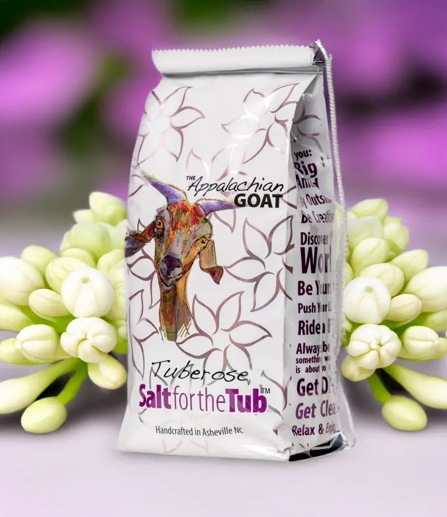 Tuberose Goats Milk Arnica Bath Salts by Essential Journeys, Southern food gift detail photo 5