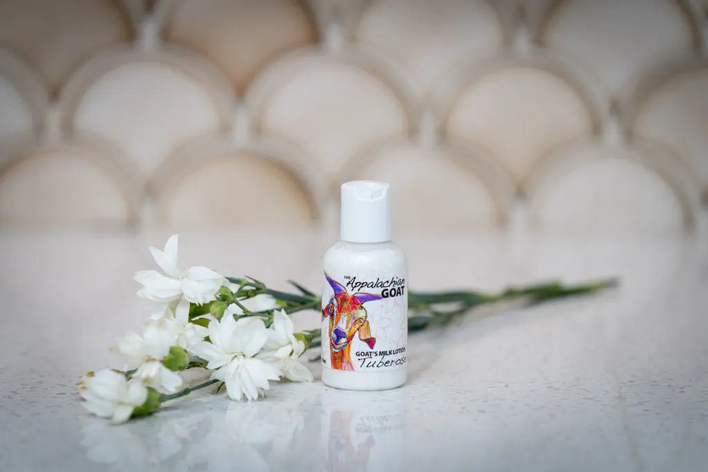 Tuberose Goats Milk Lotion by Essential Journeys, natural skincare detail photo 4