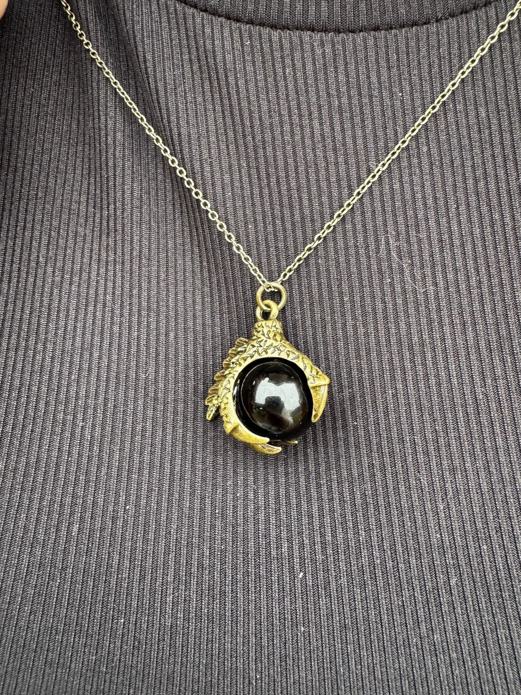 Talons of Fate Necklace | Dragon Claw Fantasy Jewelry Gift by Mushroom Lady Co, handmade jewelry detail photo 3