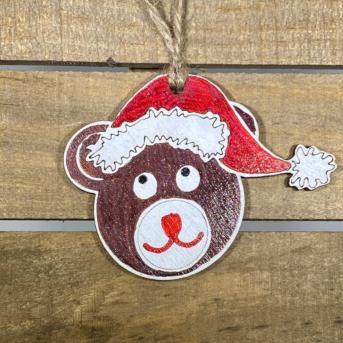 Teddy Bear Wooden Christmas Ornament | Cute Holiday Decor by Cate's Concepts, LLC, Southern home decor main product photo
