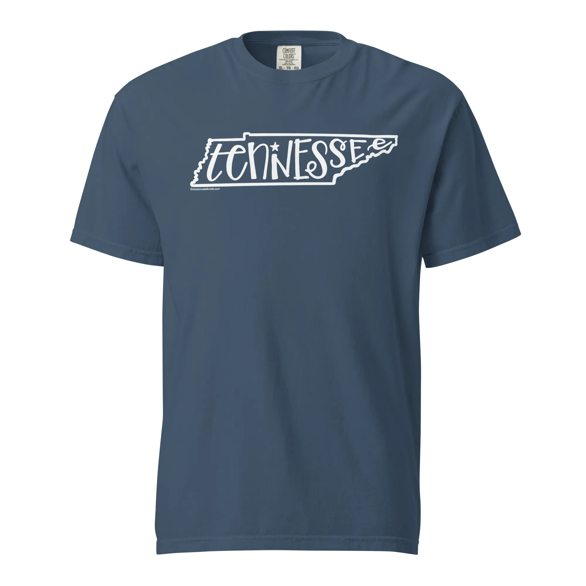 Tennessee T-shirt: White Bouncy Lettering Design on Comfort Colors Tee. Hand-lettered state pride!