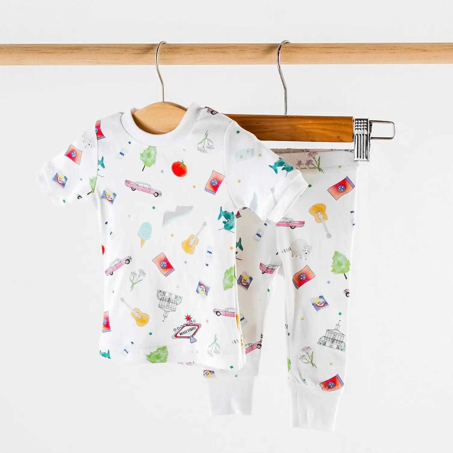 Tennessee Kids Organic Cotton Pajama Set by Nola Tawk, Southern food gift main product photo