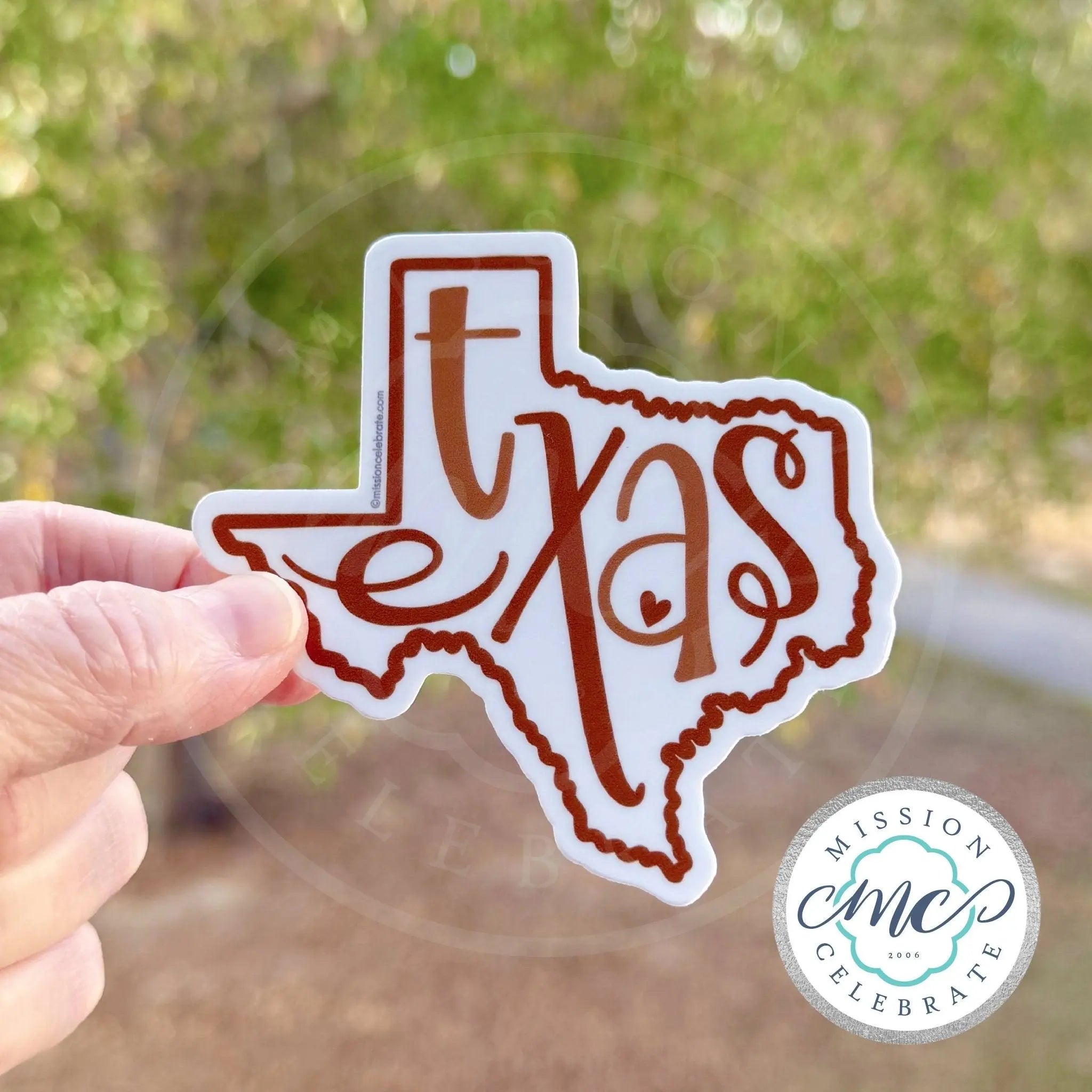 Texas Sticker Decal - Burnt Orange Bouncy Lettering - Hand Lettered Art
