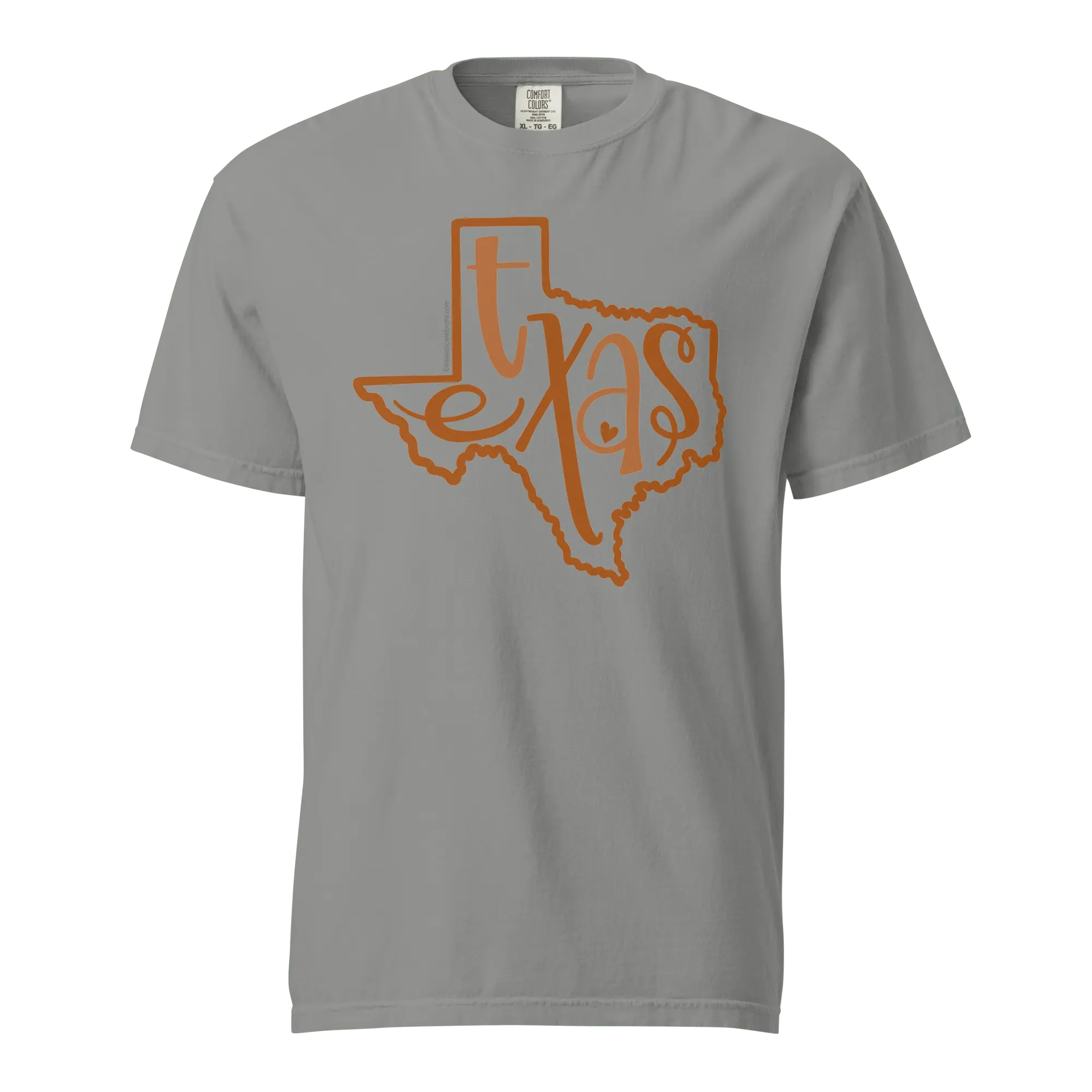 Texas T-shirt - Burnt Orange Handlettered Design - Leslie Gonce - Comfort Colors Tee - Main Street Collective