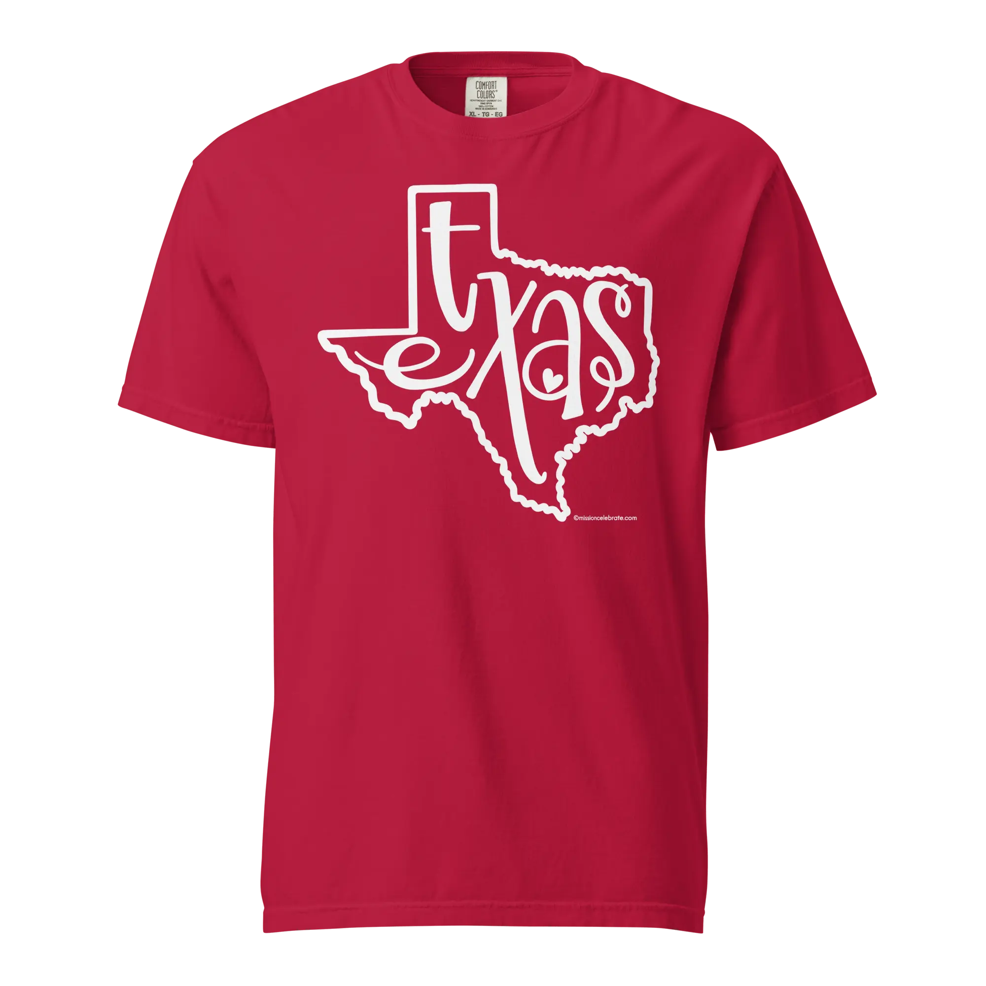 Texas T-Shirt: Red Comfort Colors Tee with White Hand-Lettered "Texas" Graphic - Main Street Collective
