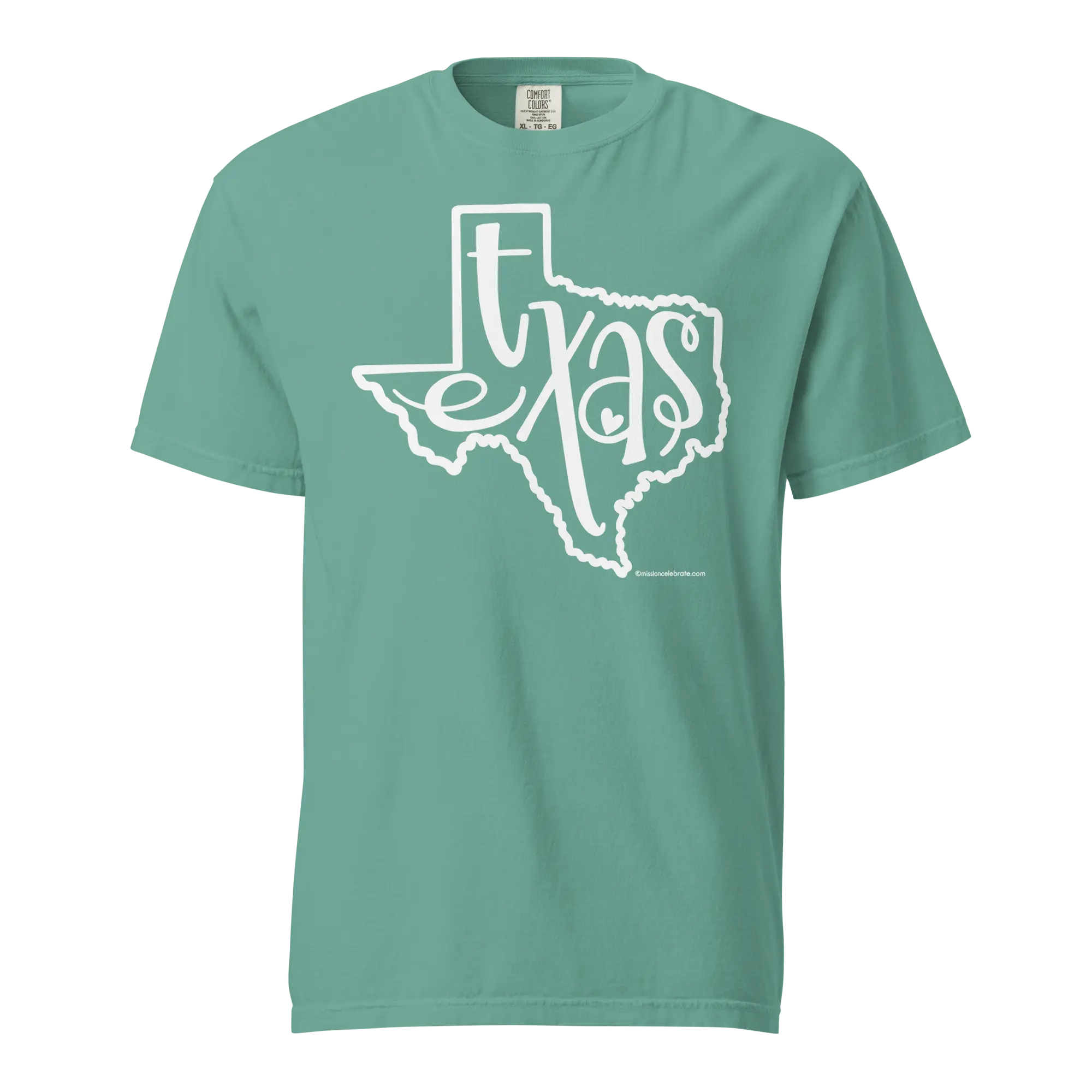Texas T-Shirt: Green Comfort Colors Tee with White Texas Graphic, State Pride Fashion