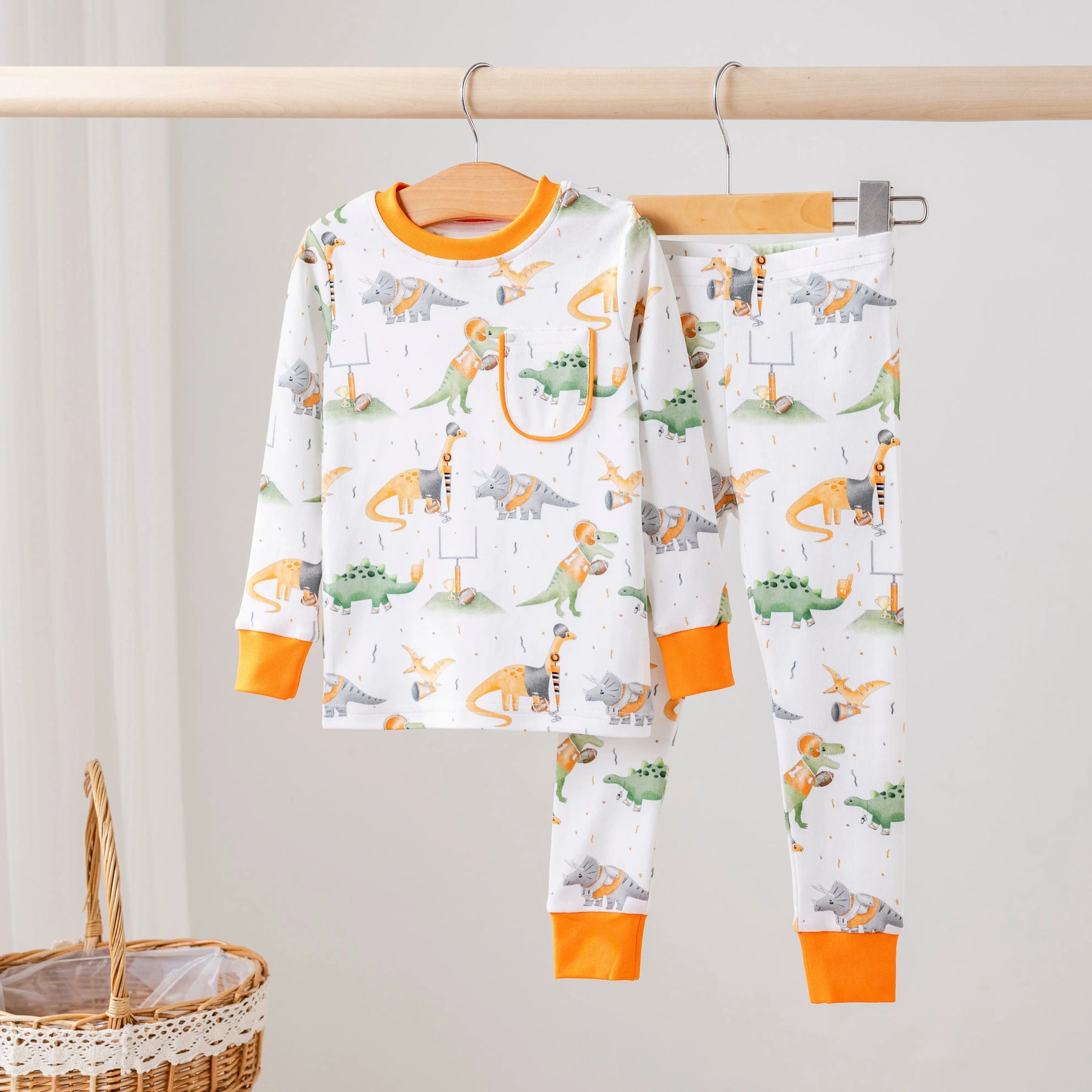 Texas Dinos All-Stars Organic Cotton Kids Pajamas Nola Tawk