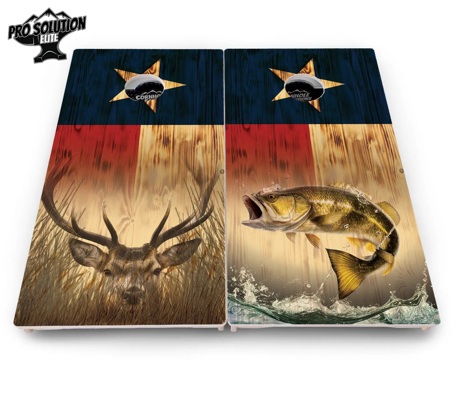 Texas Flag Deer & Fish Cornhole Boards - Pro Solution Elite Series by Cornhole Solutions, custom cornhole board detail photo 13