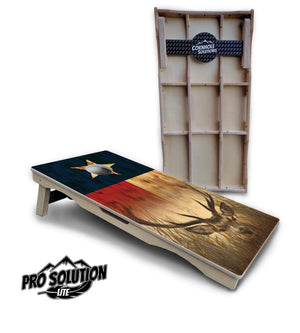 Texas Flag Deer & Fish Cornhole Boards - Pro Solution Lite Series by Cornhole Solutions, custom cornhole board detail photo 3