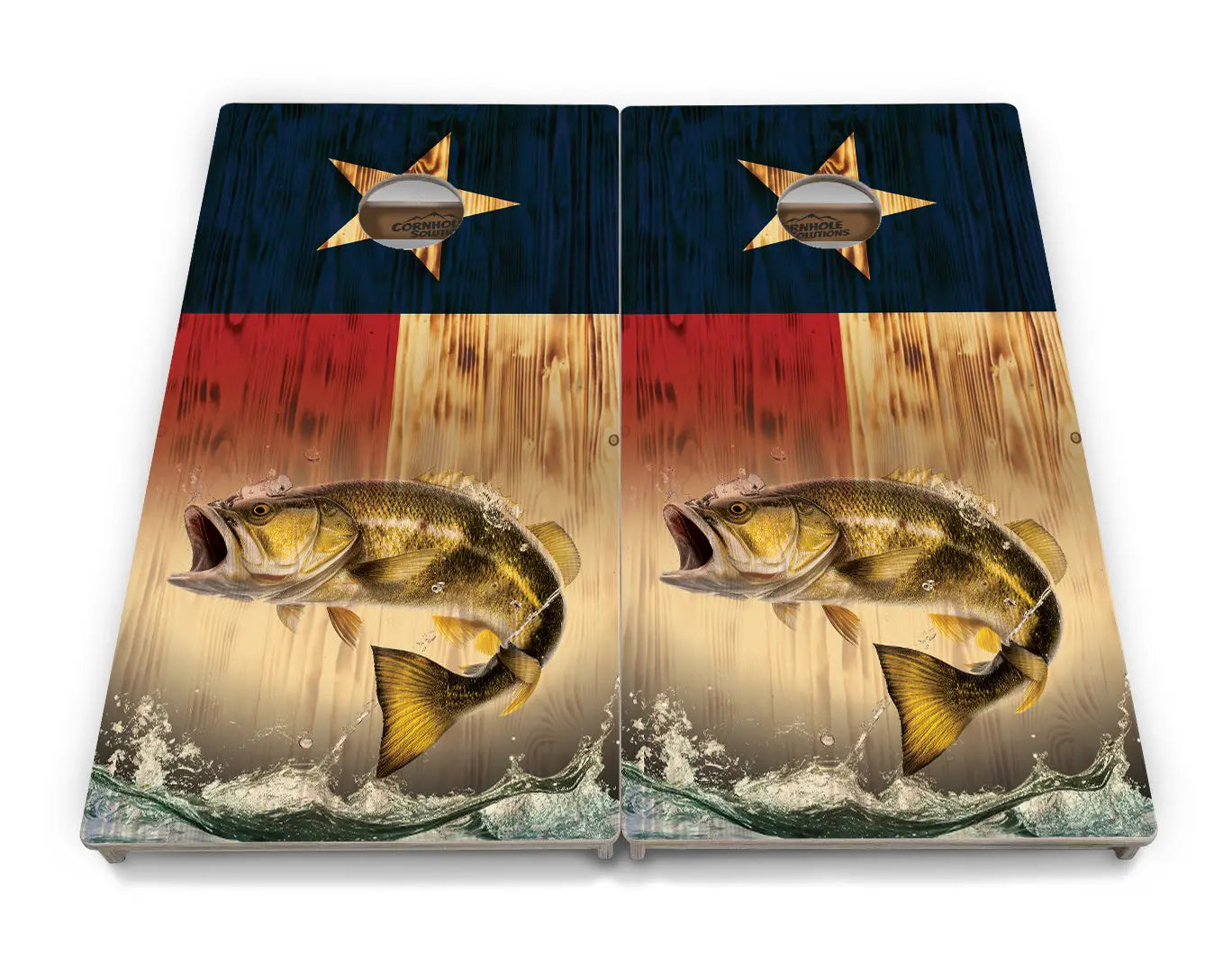 Texas Flag Deer & Fish Cornhole Boards - Professional Tournament Series by Cornhole Solutions, custom cornhole board detail photo 6