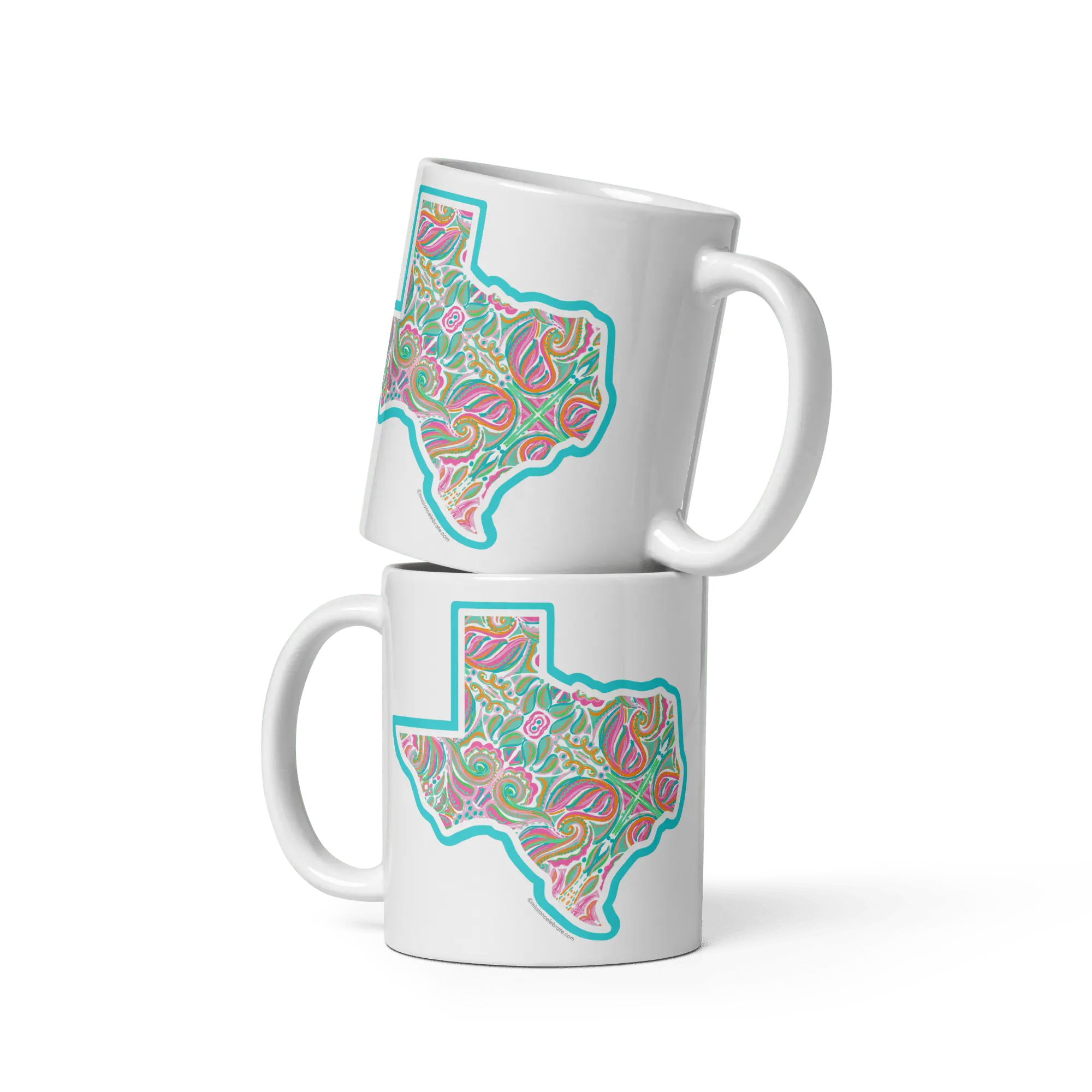 Texas Jubilee Art Mug by Leslie Gonce: Colorful Abstract Design Ceramic Coffee Mug, 11oz/15oz, Main Street Collective