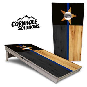 Texas Thin Blue Line Cornhole Boards - Professional Tournament Series by Cornhole Solutions, custom cornhole board main product photo