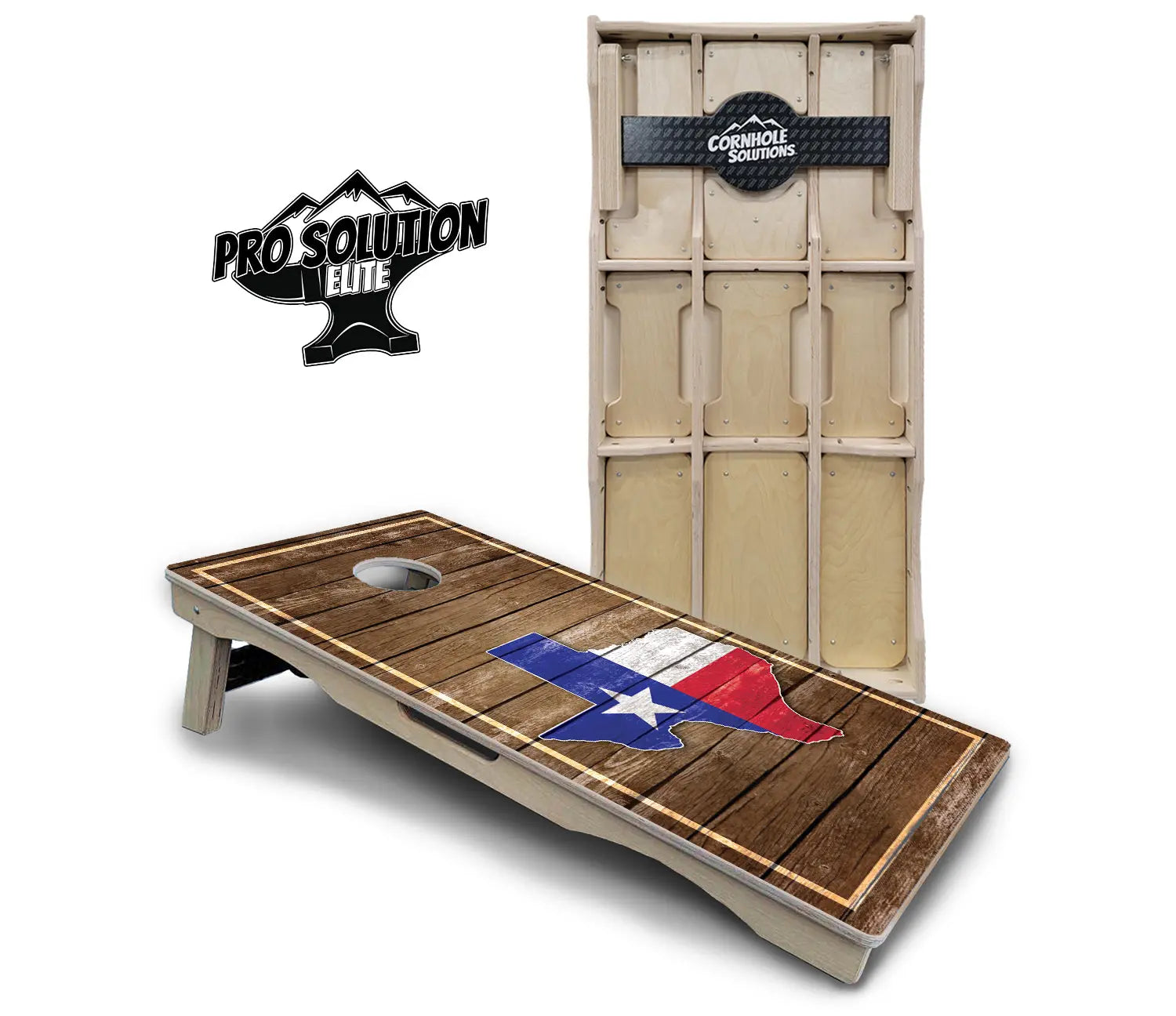 Texas Wood Panel Cornhole Boards - Pro Solution Elite Series by Cornhole Solutions, custom cornhole board main product photo