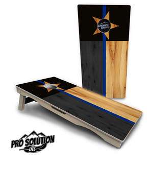 Texas Blue Line Flag Cornhole Boards - Pro Solution Lite Series by Cornhole Solutions, custom cornhole board detail photo 4